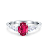 Art Deco Oval Wedding Bridal Ring Pear Simulated Cubic Zirconia 925 Sterling Silver