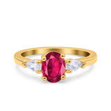 Art Deco Oval Wedding Bridal Ring Pear Simulated Cubic Zirconia 925 Sterling Silver