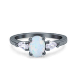 Art Deco Oval Wedding Bridal Ring Pear Simulated Cubic Zirconia 925 Sterling Silver