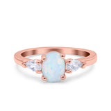 Art Deco Oval Wedding Bridal Ring Pear Simulated Cubic Zirconia 925 Sterling Silver