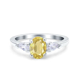 Art Deco Oval Wedding Bridal Ring Pear Simulated Cubic Zirconia 925 Sterling Silver