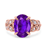 Art Deco Oval Wedding Engagement Ring Round Simulated Cubic Zirconia 925 Sterling Silver