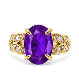 Art Deco Oval Wedding Engagement Ring Round Simulated Cubic Zirconia 925 Sterling Silver