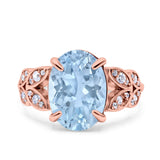 Art Deco Oval Wedding Engagement Ring Round Simulated Cubic Zirconia 925 Sterling Silver