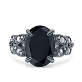 Art Deco Oval Wedding Engagement Ring Round Simulated Cubic Zirconia 925 Sterling Silver