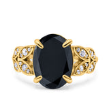 Art Deco Oval Wedding Engagement Ring Round Simulated Cubic Zirconia 925 Sterling Silver