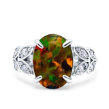 Art Deco Oval Wedding Engagement Ring Round Simulated Cubic Zirconia 925 Sterling Silver