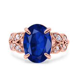 Art Deco Oval Wedding Engagement Ring Round Simulated Cubic Zirconia 925 Sterling Silver