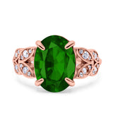 Art Deco Oval Wedding Engagement Ring Round Simulated Cubic Zirconia 925 Sterling Silver