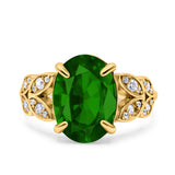 Art Deco Oval Wedding Engagement Ring Round Simulated Cubic Zirconia 925 Sterling Silver