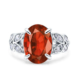 Art Deco Oval Wedding Engagement Ring Round Simulated Cubic Zirconia 925 Sterling Silver