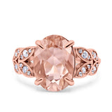 Art Deco Oval Wedding Engagement Ring Round Simulated Cubic Zirconia 925 Sterling Silver