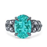 Art Deco Oval Wedding Engagement Ring Round Simulated Cubic Zirconia 925 Sterling Silver