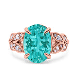 Art Deco Oval Wedding Engagement Ring Round Simulated Cubic Zirconia 925 Sterling Silver