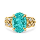 Art Deco Oval Wedding Engagement Ring Round Simulated Cubic Zirconia 925 Sterling Silver