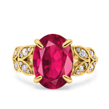 Art Deco Oval Wedding Engagement Ring Round Simulated Cubic Zirconia 925 Sterling Silver