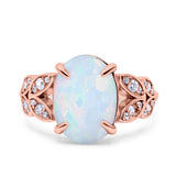 Art Deco Oval Wedding Engagement Ring Round Simulated Cubic Zirconia 925 Sterling Silver