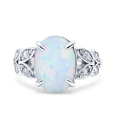 Art Deco Oval Wedding Engagement Ring Round Simulated Cubic Zirconia 925 Sterling Silver