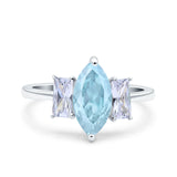 Marquise Art Deco Emerald Cut Wedding Bridal Ring Simulated Cubic Zirconia 925 Sterling Silver