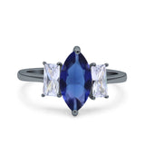 Marquise Art Deco Emerald Cut Wedding Bridal Ring Simulated Cubic Zirconia 925 Sterling Silver