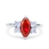 Marquise Art Deco Emerald Cut Wedding Bridal Ring Simulated Cubic Zirconia 925 Sterling Silver