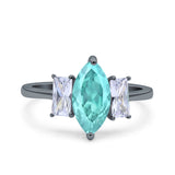 Marquise Art Deco Emerald Cut Wedding Bridal Ring Simulated Cubic Zirconia 925 Sterling Silver