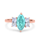 Marquise Art Deco Emerald Cut Wedding Bridal Ring Simulated Cubic Zirconia 925 Sterling Silver