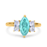Marquise Art Deco Emerald Cut Wedding Bridal Ring Simulated Cubic Zirconia 925 Sterling Silver