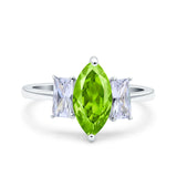 Marquise Art Deco Emerald Cut Wedding Bridal Ring Simulated Cubic Zirconia 925 Sterling Silver