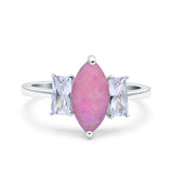 Marquise Art Deco Emerald Cut Wedding Bridal Ring Simulated Cubic Zirconia 925 Sterling Silver