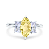 Marquise Art Deco Emerald Cut Wedding Bridal Ring Simulated Cubic Zirconia 925 Sterling Silver