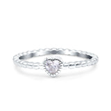 Heart Band Engagement Wedding Ring Round Simulated Cubic Zirconia 925 Sterling Silver