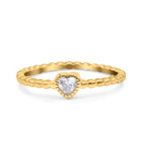 Heart Band Engagement Wedding Ring Round Simulated Cubic Zirconia 925 Sterling Silver