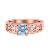 Art Deco Wedding Bridal Engagement Ring Band Round Simulated Cubic Zirconia 925 Sterling Silver