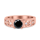 Art Deco Wedding Bridal Engagement Ring Band Round Simulated Cubic Zirconia 925 Sterling Silver