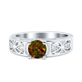 Art Deco Wedding Bridal Engagement Ring Band Round Simulated Cubic Zirconia 925 Sterling Silver