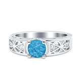 Art Deco Wedding Bridal Engagement Ring Band Round Simulated Cubic Zirconia 925 Sterling Silver