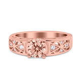 Art Deco Wedding Bridal Engagement Ring Band Round Simulated Cubic Zirconia 925 Sterling Silver