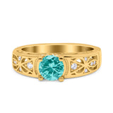 Art Deco Wedding Bridal Engagement Ring Band Round Simulated Cubic Zirconia 925 Sterling Silver