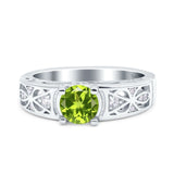 Art Deco Wedding Bridal Engagement Ring Band Round Simulated Cubic Zirconia 925 Sterling Silver