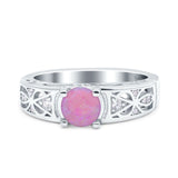 Art Deco Wedding Bridal Engagement Ring Band Round Simulated Cubic Zirconia 925 Sterling Silver
