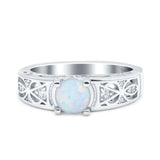 Art Deco Wedding Bridal Engagement Ring Band Round Simulated Cubic Zirconia 925 Sterling Silver