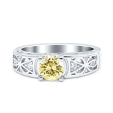 Art Deco Wedding Bridal Engagement Ring Band Round Simulated Cubic Zirconia 925 Sterling Silver
