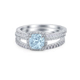 3Piece Wedding Ring Band Round Simulated Cubic Zirconia 925 Sterling Silver