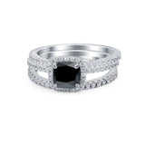3Piece Wedding Ring Band Round Simulated Cubic Zirconia 925 Sterling Silver