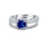 3Piece Wedding Ring Band Round Simulated Cubic Zirconia 925 Sterling Silver