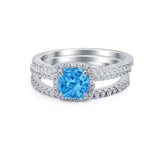 3Piece Wedding Ring Band Round Simulated Cubic Zirconia 925 Sterling Silver