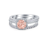3Piece Wedding Ring Band Round Simulated Cubic Zirconia 925 Sterling Silver