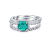 3Piece Wedding Ring Band Round Simulated Cubic Zirconia 925 Sterling Silver