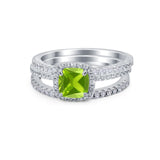 3Piece Wedding Ring Band Round Simulated Cubic Zirconia 925 Sterling Silver